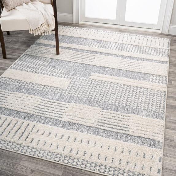 JONATHAN Y SANTA THERESA 8 x 10 Area Rug, Kerstin Geometric - Cream/Gray, SNT100A-8
