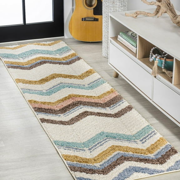 JONATHAN Y SANTA THERESA 2 x 8 Runner Rug, Elin Chevron - Multi/Cream, SNT101A-28