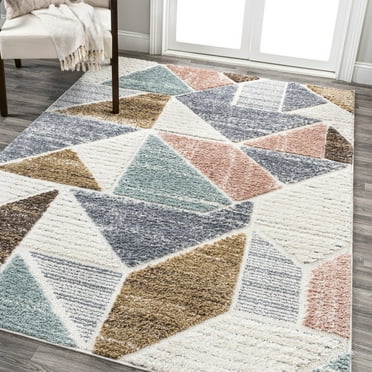 JONATHAN Y SNT107A-5 Aileen Geometric Scandi Colorblock Carved Multi 5 ft. x 8 ft. Area Rug, Modern Contemporary, Pet Friendly, Stain Resistant, Easy to Clean, for Living Room; Kitchen, Bedroom