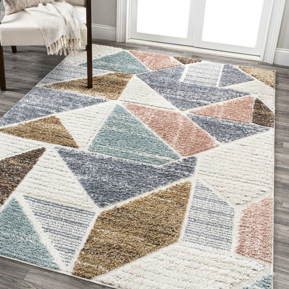 JONATHAN Y SANTA THERESA 8 x 10 Area Rug, Aileen Scandi Colorblock Carved - Multi, SNT107A-8