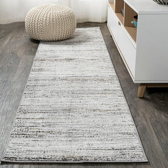 JONATHAN Y SILK ORCHID 2 x 10 Runner Rug, Loom Strie - Gray/Black, SOR200A-210
