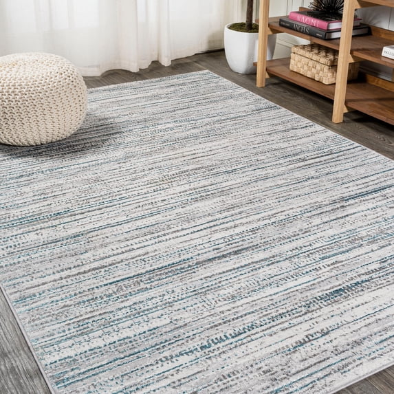 JONATHAN Y SILK ORCHID 5 x 8 Area Rug, Loom Strie - Gray/Turquoise, SOR200B-5