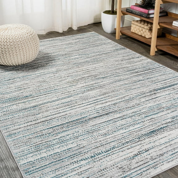 JONATHAN Y SILK ORCHID 8 x 10 Area Rug, Loom Strie - Gray/Turquoise, SOR200B-8