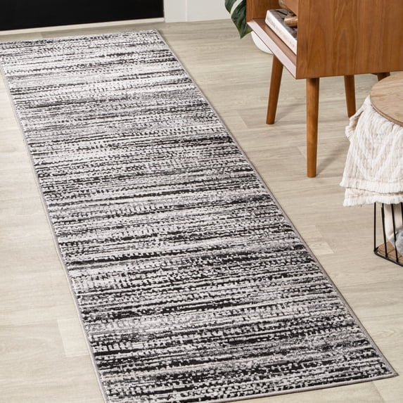 JONATHAN Y SILK ORCHID 2 x 8 Runner Rug, Loom Strie - Black/Gray, SOR200C-28