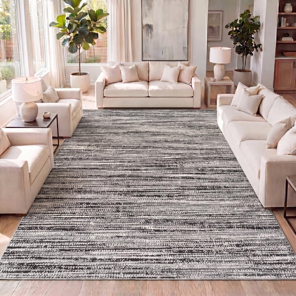 JONATHAN Y SILK ORCHID 5 x 8 Area Rug, Loom Strie - Black/Gray, SOR200C-5