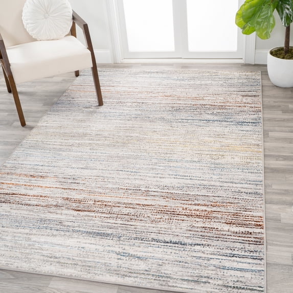 JONATHAN Y SILK ORCHID 5 x 8 Area Rug, Loom Strie - Gray/Blue/Orange, SOR200E-5