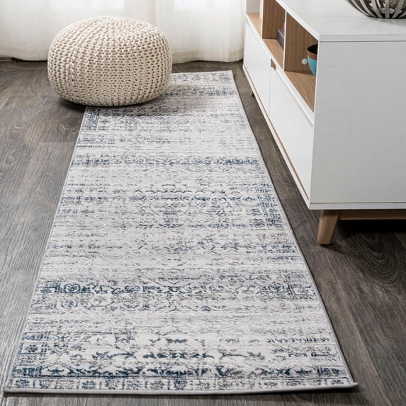 JONATHAN Y SILK ORCHID 2 x 10 Runner Rug, Tidal Strie - Gray/Blue, SOR202B-210
