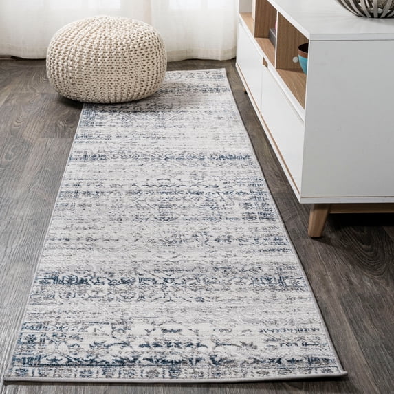 JONATHAN Y SILK ORCHID 2 x 10 Runner Rug, Tidal Strie - Gray/Blue, SOR202B-210
