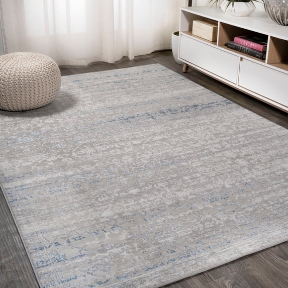 JONATHAN Y SILK ORCHID 8 x 10 Area Rug, Tidal Strie - Gray/Blue, SOR202B-8