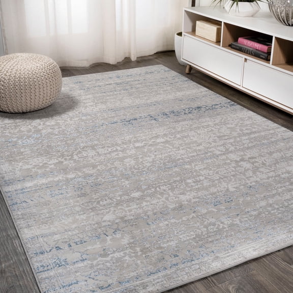JONATHAN Y SILK ORCHID 8 x 10 Area Rug, Tidal Strie - Gray/Blue, SOR202B-8