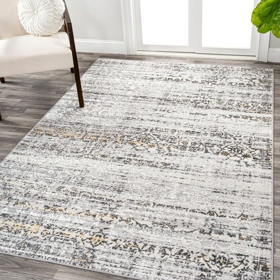JONATHAN Y SILK ORCHID 4 x 6 Area Rug, Tidal Strie - Ivory/Black, SOR202C-4