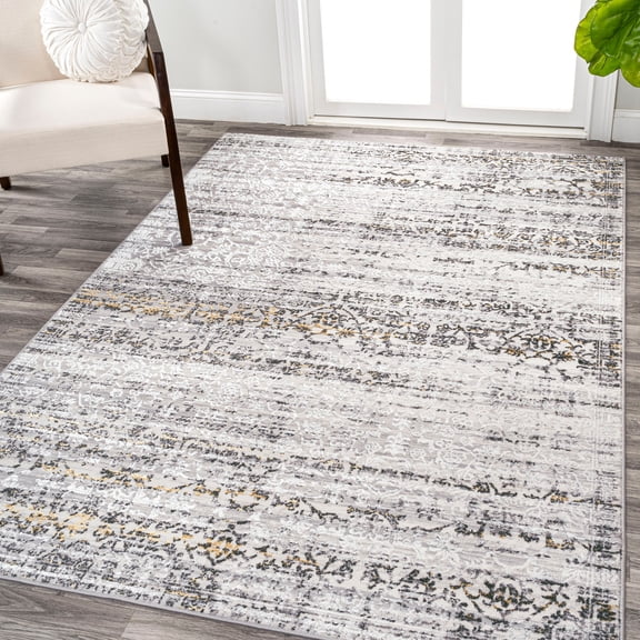 JONATHAN Y SILK ORCHID 5 x 8 Area Rug, Tidal Strie - Ivory/Black, SOR202C-5