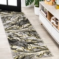 thumbnail image 1 of JONATHAN Y SILK ORCHID 2 x 8 Runner Rug, Swirl Marbled Abstract - Black/Yellow, SOR203D-28, 1 of 7