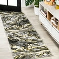 thumbnail image 1 of JONATHAN Y SILK ORCHID 2 x 8 Runner Rug, Swirl Marbled Abstract - Black/Yellow, SOR203D-28, 1 of 7