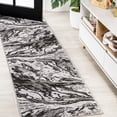 thumbnail image 1 of JONATHAN Y SILK ORCHID 2 x 8 Runner Rug, Swirl Marbled Abstract - Black/Ivory, SOR203E-28, 1 of 7