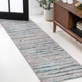 thumbnail image 1 of JONATHAN Y SILK ORCHID 2 x 8 Runner Rug, Batten Stripe - Gray/Turquoise, SOR204A-28, 1 of 7