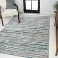 thumbnail image 1 of JONATHAN Y SILK ORCHID 8 x 10 Area Rug, Batten Stripe - Gray/Turquoise, SOR204A-8, 1 of 10