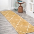 thumbnail image 1 of JONATHAN Y SUPERSOFT 2 x 10 Runner Rug, Cole Minimalist Diamond Trellis - Gold/White, SEU102E-210, 1 of 8