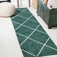 thumbnail image 1 of JONATHAN Y SUPERSOFT 2 x 10 Runner Rug, Cole Minimalist Diamond Trellis - Green/White, SEU102D-210, 1 of 9