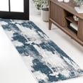 thumbnail image 1 of JONATHAN Y SUPERSOFT 2 x 8 Runner Rug, Zoe Bohemian Abstract Marble - Navy/White, SEU302A-28, 1 of 6