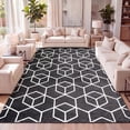thumbnail image 1 of JONATHAN Y SUPERSOFT 8 x 10 Area Rug, Tumbling Blocks Modern Geometric - Black/White, SEU101A-8, 1 of 10