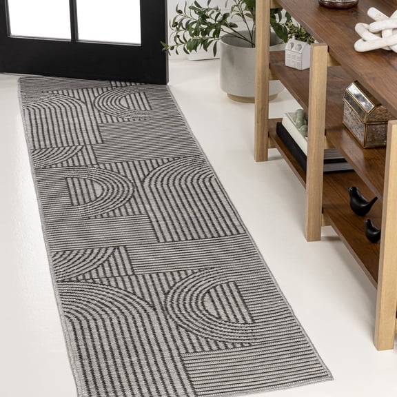 JONATHAN Y SAVANNAH 2 x 8 Runner Rug, Zephyr Arch Stripe Machine-Washable Reversible - Cream/Beige, SVH106A-28
