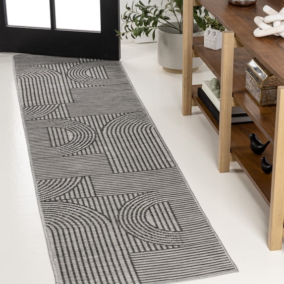JONATHAN Y SAVANNAH 2 x 8 Runner Rug, Zephyr Arch Stripe Machine-Washable Reversible - Cream/Beige, SVH106A-28