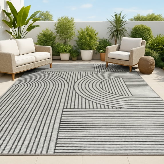 JONATHAN Y SAVANNAH 4 x 6 Area Rug, Zephyr Arch Stripe Machine-Washable Reversible - Cream/Beige, SVH106A-4