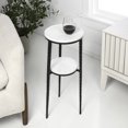 thumbnail image 1 of JONATHAN Y Seraphina 24.75" Industrial 2-Tier Metal Frame Drink Table and Decorative End Table with White Marble Round Top, Black/White, END3004A, 1 of 5