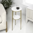 thumbnail image 1 of JONATHAN Y Seraphina 24.75" Industrial 2-Tier Metal Frame Drink Table and Decorative End Table with White Marble Round Top, Gold/White, END3004B, 1 of 5