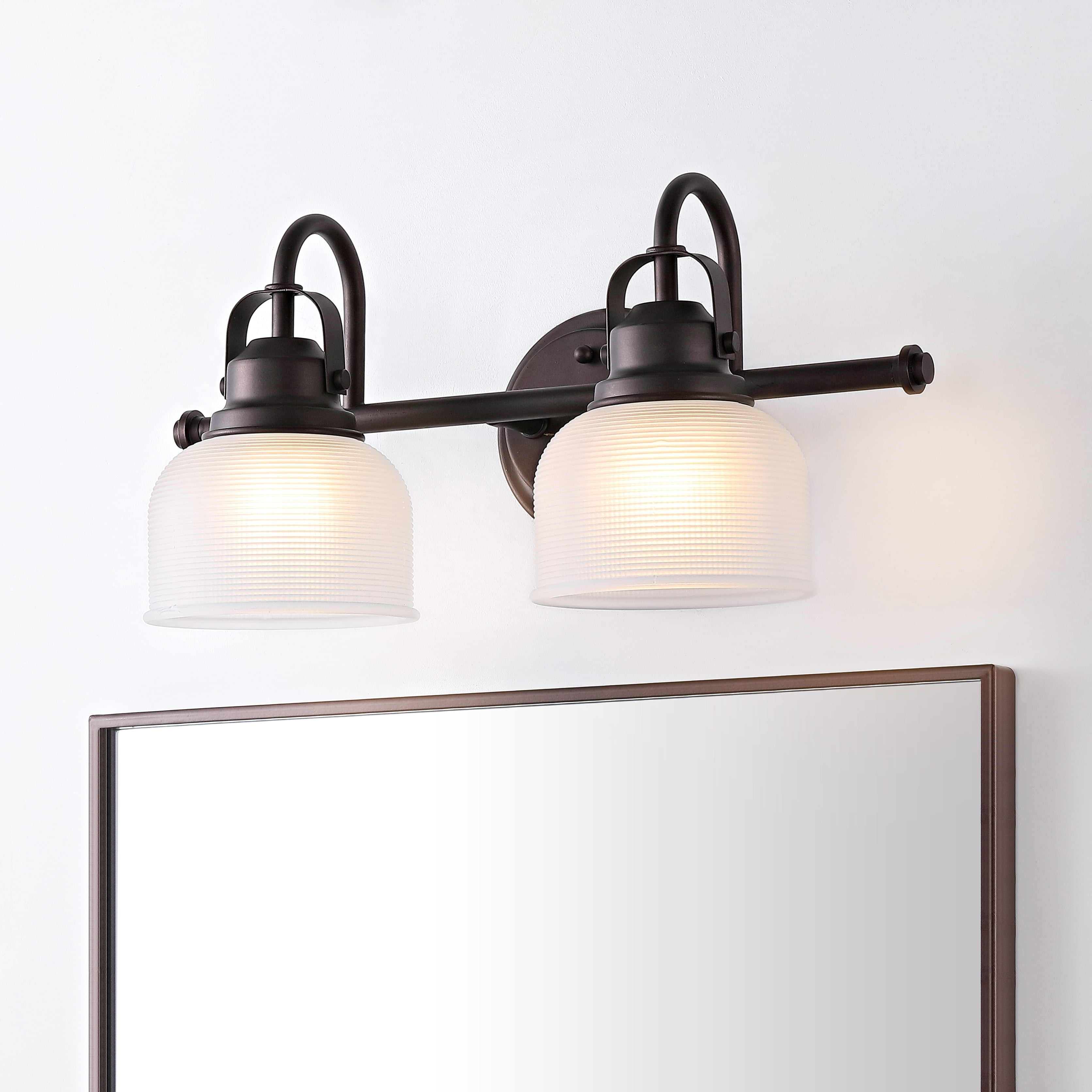 Bronze and Glass 2-Light Vanity Sconce