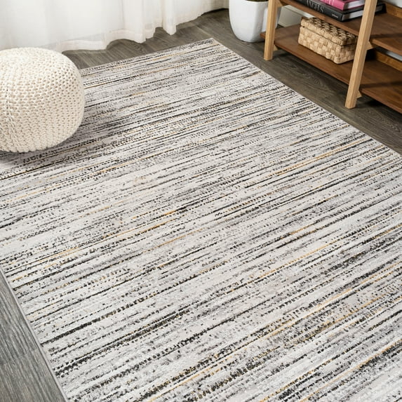 JONATHAN Y Slant Modern Strie' Area Rug 8 X 10 - Gray/Black