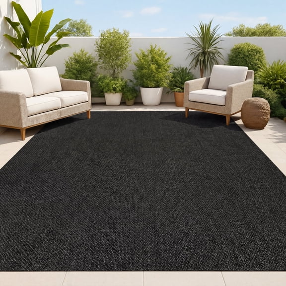 JONATHAN Y FXV100C-8 Solana Boho Easy Jute Rustic Solid Color Dark Gray 8 ft. x 10 ft. Indoor/Outdoor Area Rug