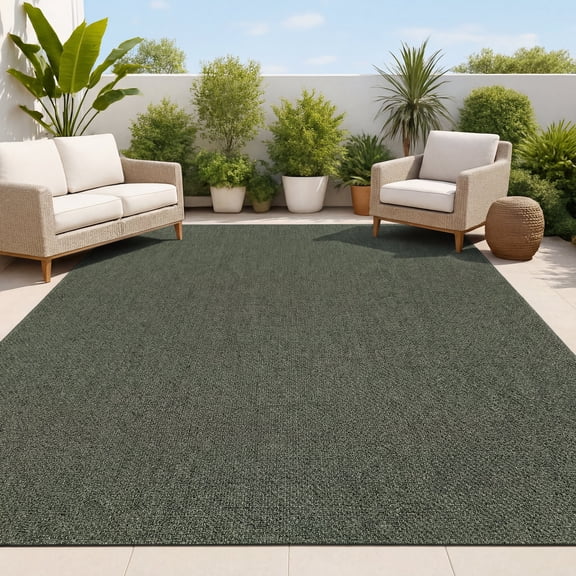 JONATHAN Y FXV100B-3 Solana Boho Easy Jute Rustic Solid Color Green 3 ft. x 5 ft. Indoor/Outdoor Area Rug