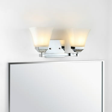 JONATHAN Y Staunton Iron/Glass Modern Cottage LED Vanity Light, Oil Rubbed Bronze by  2 Light - Chrome