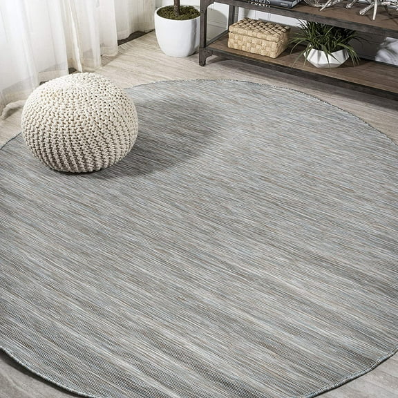 JONATHAN Y TSN100A-6R Ethan Modern Flatweave Solid Indoor Outdoor -Area Rug Casual Contemporary Solid Coastal Easy-Cleaning Bedroom Kitchen Backyard Patio Non Shedding, 6' Round, Grey