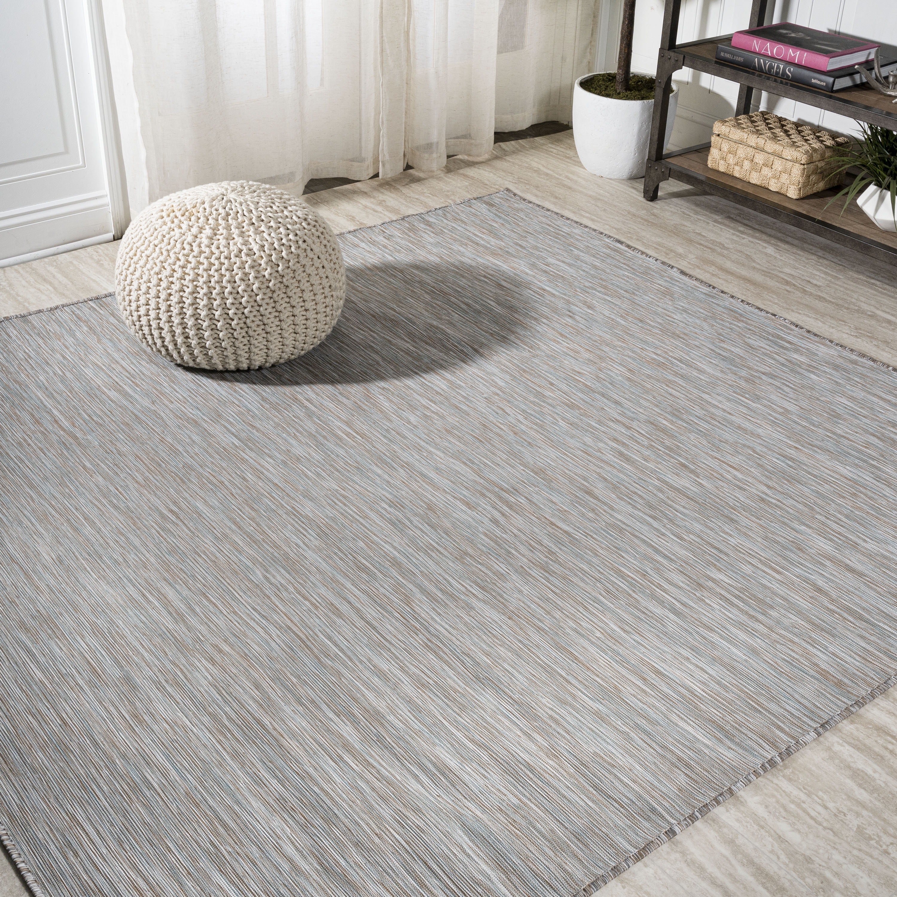 Ethan Square Light Gray Solid Synthetic Easy Care Area Rug