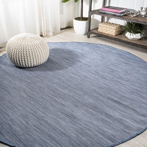 JONATHAN Y TUSCAN SUN 6' Round Area Rug, Ethan Flatweave - Blue, TSN100B-6R