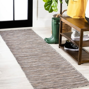 JONATHAN Y TSN102A-28 Finn Modern Farmhouse Pinstripe Dark Gray/Blue 2 ft. x 8 ft. Indoor/Outdoor Runner Rug, Pet Friendly, Stain Resistant, Easy to Clean, for Patio, Living Room; Kitchen, Bedroom