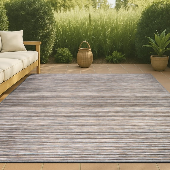 JONATHAN Y TUSCAN SUN 9 x 12 Area Rug, Finn Farmhouse Pinstripe - Dark Gray/Blue, TSN102A-9