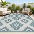 thumbnail image 1 of JONATHAN Y TUSCAN SUN 3 x 5 Area Rug, Lior Geometric Moroccan Diamond - Turquoise/Cream, TSN202E-3, 1 of 9