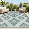 thumbnail image 1 of JONATHAN Y TUSCAN SUN 5 x 8 Area Rug, Lior Geometric Moroccan Diamond - Turquoise/Cream, TSN202E-5, 1 of 9