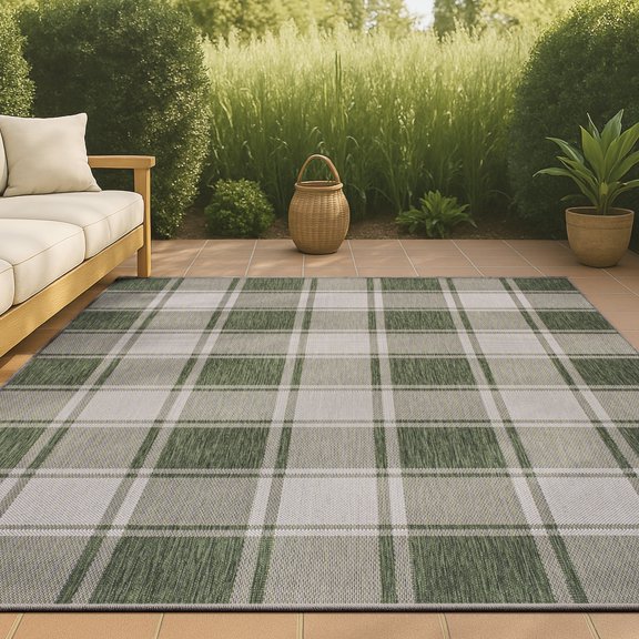 JONATHAN Y TUSCAN SUN 4 x 6 Area Rug, Sabine Traditional Farmhouse Bold Gingham - Green/Cream, TSN203D-4