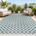 thumbnail image 1 of JONATHAN Y TUSCAN SUN 3 x 5 Area Rug, Aimee Traditional Cottage Checkerboard - Turquoise/Cream, TSN204E-3, 1 of 9