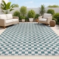 thumbnail image 1 of JONATHAN Y TUSCAN SUN 4 x 6 Area Rug, Aimee Traditional Cottage Checkerboard - Turquoise/Cream, TSN204E-4, 1 of 9