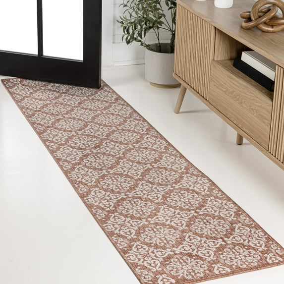 JONATHAN Y TUSCAN SUN 2 x 8 Runner Rug, Amora Traditional Mediterranean Tile Design - Salmon/Cream, TSN206B-28