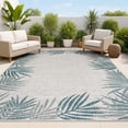 thumbnail image 1 of JONATHAN Y TUSCAN SUN 3 x 5 Area Rug, Isla Coastal Cottage Palm Frond Border - Blue/Cream, TSN207C-3, 1 of 5