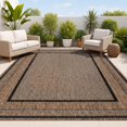 thumbnail image 1 of JONATHAN Y TSN208C-5 Beckett Classic Casual Border Stripe Brown/Dark Gray 5 ft. x 8 ft. Indoor/Outdoor Area Rug, 1 of 10