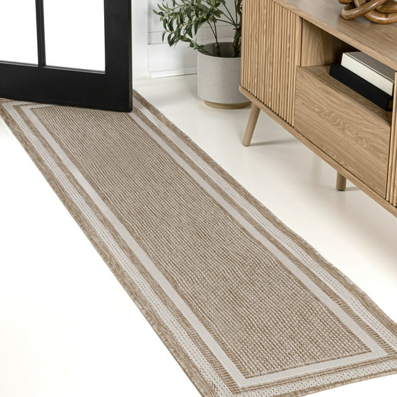 JONATHAN Y TUSCAN SUN 2 x 8 Runner Rug, Dover 3-Stripe Border - Beige/Cream, TSN209A-28