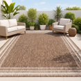 thumbnail image 1 of JONATHAN Y TSN210C-5 Lido Traditional Casual Pinstripe Border Brown/Cream 5 ft. x 8 ft. Indoor/Outdoor Area Rug, 1 of 10